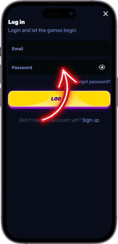 Wino Casino login form
